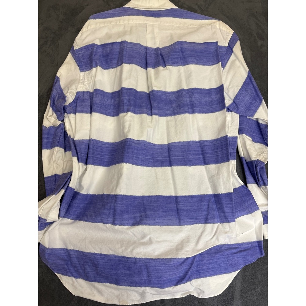Ralph Lauren Mens XL Purple White Wide Stripe Cotton LS - Picture 8 of 8